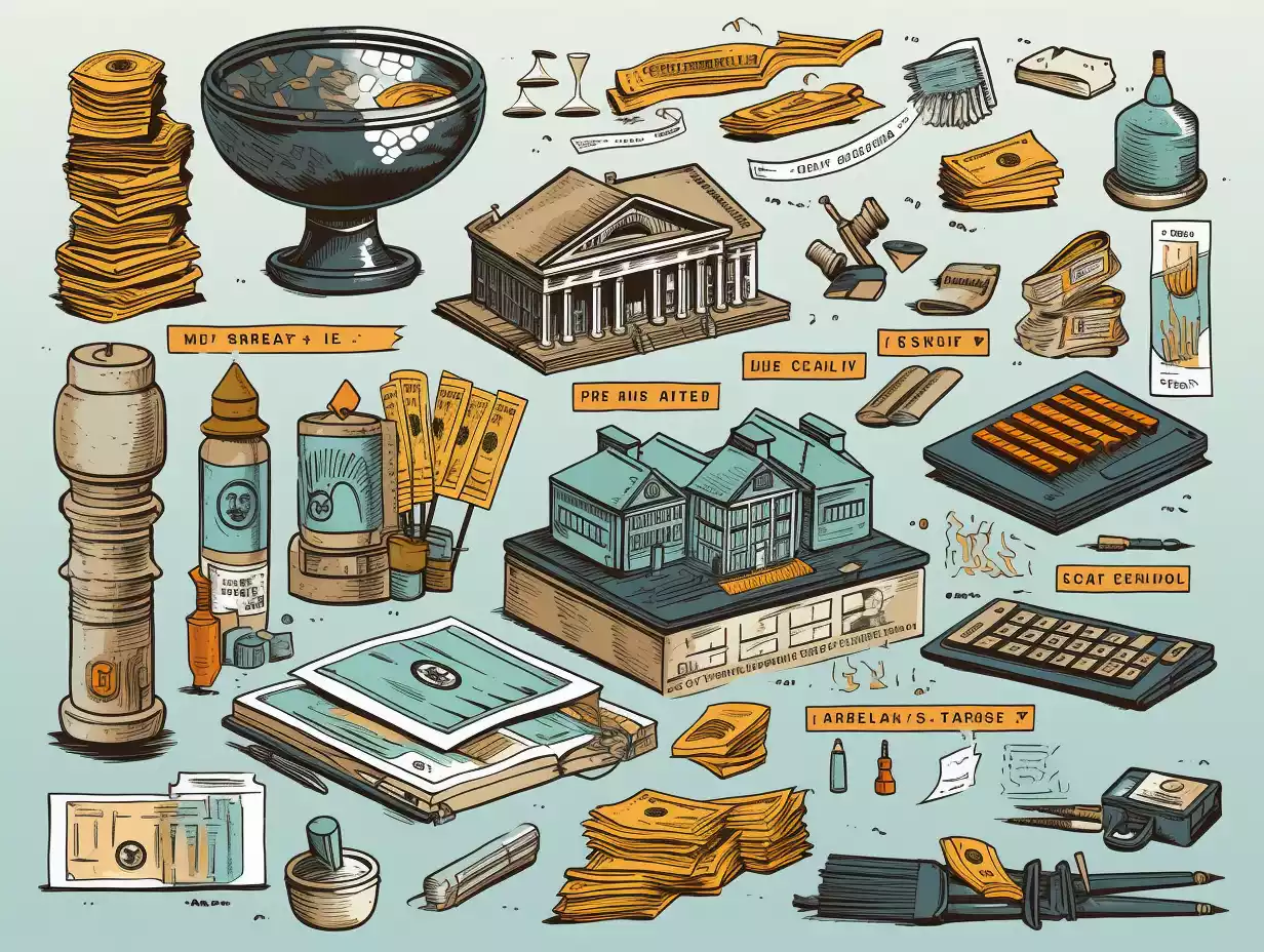 an illustration of various historical financial instruments